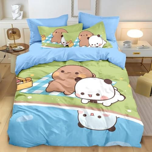 QIAOLA Süße Bubu Dudu Bettwäsche 135x200cm Mikrofaser Bettbezug mit Reißverschluss Kissenbezug (Keine Füllung) Geschenk für Jungen und Mädchen (b,v,135x200cm+75x50cm) von QIAOLA