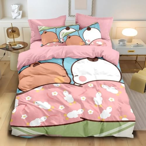 QIAOLA Süße Bubu Dudu Bettwäsche 135x200cm Mikrofaser Bettbezug mit Reißverschluss Kissenbezug (Keine Füllung) Geschenk für Jungen und Mädchen (c,v,155x220cm+80x80cm) von QIAOLA