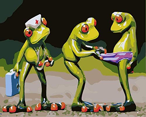 QIAOYUE Malen nach Zahlen - Doktor Frosch - Erwachsene und Kinder malen Wohnzimmer Schlafzimmer Küche Dekoration Leinwand 40X50Cm (Rahmenlos) von QIAOYUE