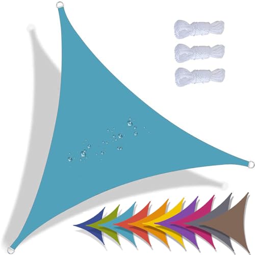 QIAQ Sonnensegel Dreieckig Wasserdicht Sonnenschutz Wetterschutz Segel Baldachin 95% UV Schutz Premium Polyester Für Balkon Terrasse Garten (2x2x2m,Seeblau) von QIAQ