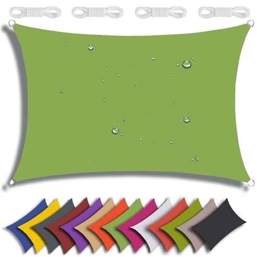 QIAQ Sonnensegel Wasserdicht Rechteckig Sonnenschutz Wasserabweisend Premium Polyester Mit UV Schutz Für Balkon Garten Terrasse (2.5x2.5m,Grün) von QIAQ