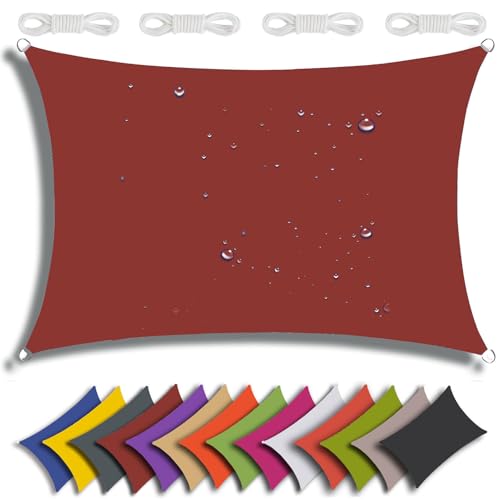 QIAQ Sonnensegel Wasserdicht Rechteckig Sonnenschutz Wasserabweisend Premium Polyester Mit UV Schutz Für Balkon Garten Terrasse (4x8m,Rostrot) von QIAQ