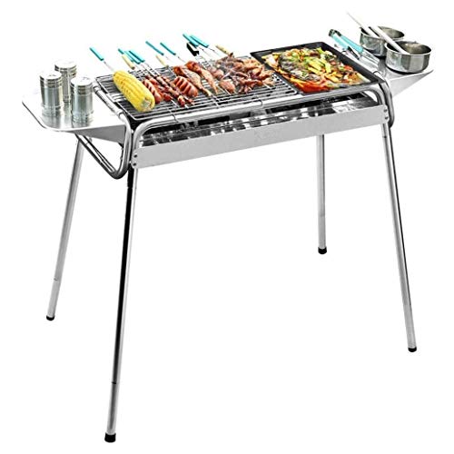 Barbecue Grill Barbecue Home Kitchen Picnic Thick Stainless Steel Charcoal Barbecue with Wild Folding Picnic Shelf QIByING von QIByING