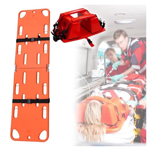 Klappbare Rettungstrage Mit Schaufel, Klappbare Notfalltrage Mit Wirbelsäulenbrett, Kopffixierung Und Verstellbaren Gurten Zur Patientenrettung Und Lebensrettung(Head Immobilizer+backboard) von QICBYING