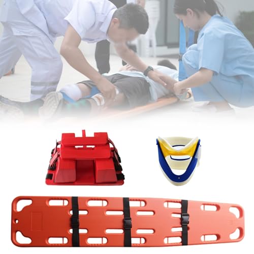 Tragbares Notfall-Wirbelsäulenbrett Mit Mehrlochgriff, Leichte Rettungstrage, Befestigungssystem Mit Verstellbaren Gurten, Geeignet Für Wasser-Erste-Hilfe-Personal Und Trainingsszenarien(Orange) von QICBYING