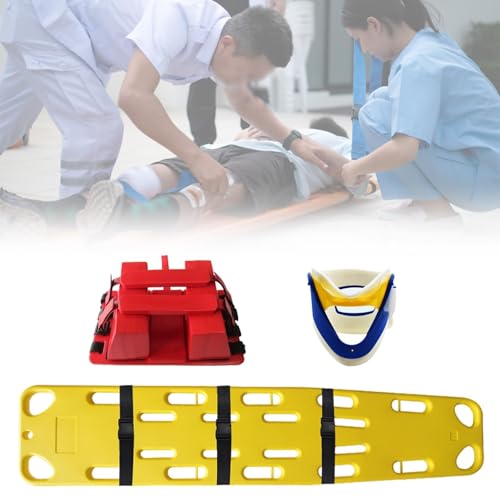 Tragbares Notfall-Wirbelsäulenbrett Mit Mehrlochgriff, Leichte Rettungstrage, Befestigungssystem Mit Verstellbaren Gurten, Geeignet Für Wasser-Erste-Hilfe-Personal Und Trainingsszenarien(Yellow) von QICBYING