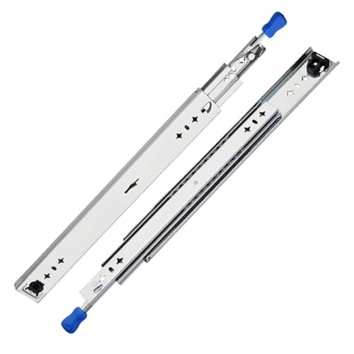 1 Paar Hochleistungs-Schubladenschienen mit Schloss – 10 bis 50 Zoll Vollauszug mit Kugellagerschienen, 53 mm breit, Stahlbeschläge(450mm) von QICEHESE