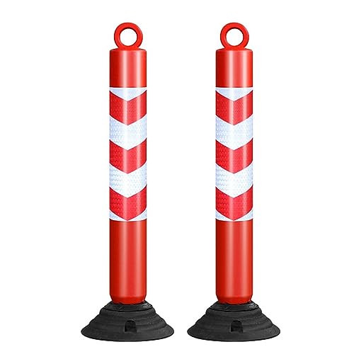 80 cm hohe reflektierende Kegel – flexible Verkehrsbarriere for Parken und zur Kontrolle von Menschenmengen(Red+white,2 pack) von QICEHESE