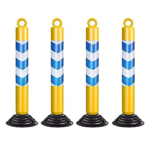 80 cm hohe reflektierende Kegel – flexible Verkehrsbarriere for Parken und zur Kontrolle von Menschenmengen(Yellow+blue,4 pack) von QICEHESE