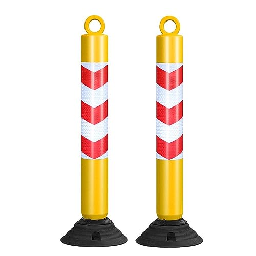 80 cm hohe reflektierende Kegel – flexible Verkehrsbarriere for Parken und zur Kontrolle von Menschenmengen(Yellow+red,2 pack) von QICEHESE
