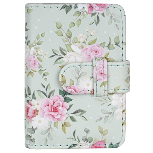 Mini Fotoalbum für 2x3 Zoll Filme and Kpop-Fotokartenhalter 28 Taschen Kompatibel mit Fujifilm Instax Mini 12 11 9 8 90 70 40 EVO LiPlay Link Instant Filme (Grüne Rose) von QICNMFA