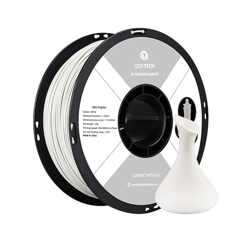 QIDI TECH ABS Rapido Filament 1.75mm, 3D Drucker Filament ABS 1kg Spule (2.2lbs), geeignet für Hochgeschwindigkeitsdruck,Fit die meisten FDM 3D Drucker, hochbeständig,Weiß von QIDI TECH