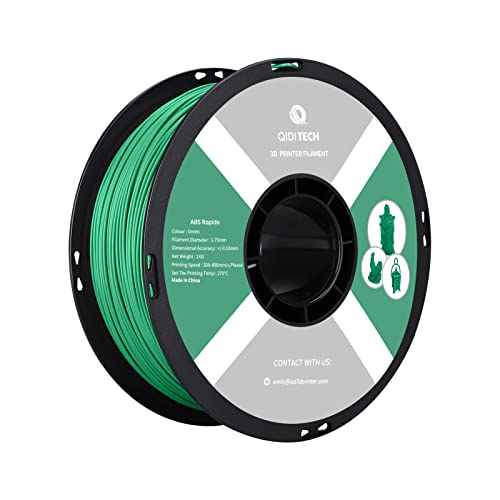 QIDI TECH ABS Rapido Filament 1.75mm, 3D Drucker Filament ABS 1kg Spule (2.2lbs), geeignet für Hochgeschwindigkeitsdruck, 3D Druck Filament Fit die meisten FDM 3D Drucker, hochbeständig, Filament Grün von QIDI TECH