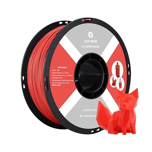QIDI TECH ABS Rapido Filament 1.75mm, ABS 1kg Spule (2.2lbs), geeignet für Hochgeschwindigkeitsdruck, 3D Druck Filament Fit die meisten FDM 3D Drucker, hochbeständig, Filament Rot von QIDI TECH