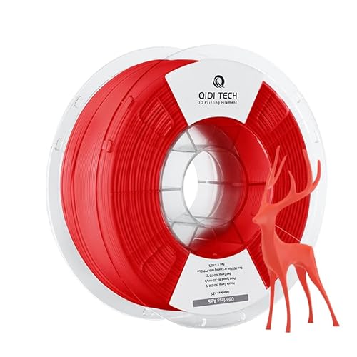 QIDI TECH Geruchloses ABS Filament 1.75mm, 3D Drucker Filament, 1 KG Spule (2.2lbs), 3D Druck Filament für die meisten FDM 3D Drucker, Rot von QIDI TECH
