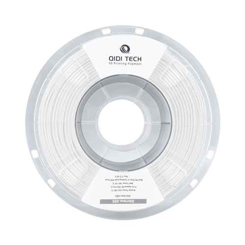 QIDI TECH Geruchloses ABS Filament 1.75mm, 3D Drucker Filament, 1 KG Spule (2.2lbs), 3D Druck Filament für die meisten FDM 3D Drucker, Weiß von QIDI TECH