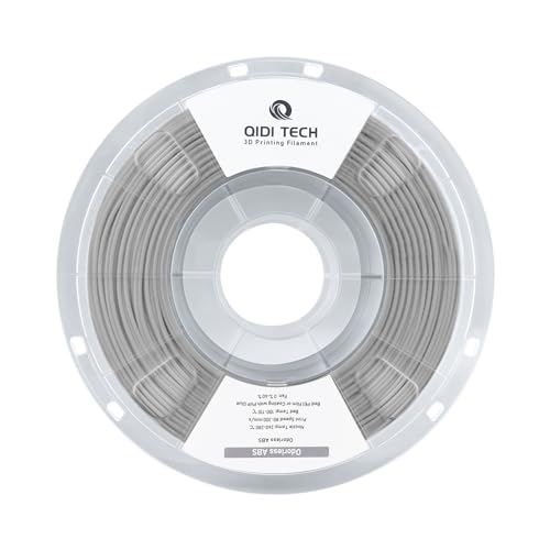 QIDI TECH Geruchloses ABS Filament 1.75mm, 3D Drucker Filament, 1 KG Spule (2.2lbs), 3D Druck Filament für die meisten FDM 3D Drucker, Grau von QIDI TECH