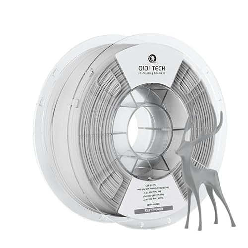 QIDI TECH Geruchloses ABS Filament 1.75mm, 3D Drucker Filament, 1 KG Spule (2.2lbs), 3D Druck Filament für die meisten FDM 3D Drucker, Grau von QIDI TECH