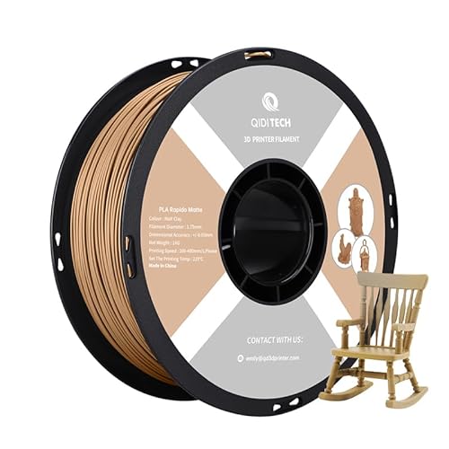QIDI TECH Matte PLA Rapido Filament 1.75mm, 1kg Spule (2.2lbs), Geeignet für Hochgeschwindigkeitsdruck, 3D Druck Filament, Fit die meisten FDM 3D Drucker, Matte Malzton von QIDI TECH