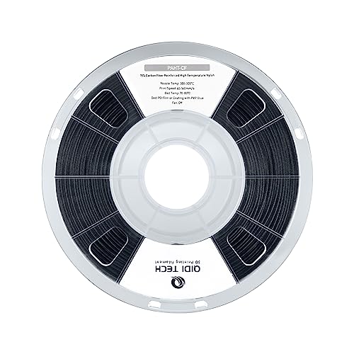 QIDI TECH PAHT-CF Kohlefaser Hochtemperatur Nylon Filament 1.75mm,1Kg Spule 3D Druck Filament, hohe Festigkeit,hohe Präzision, schwarz von QIDI TECH