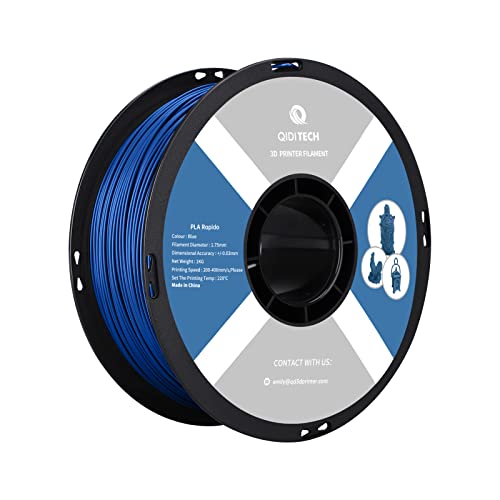 QIDI TECH PLA Rapido Filament 1.75mm, 3D Drucker Filament PLA, geeignet für Hochgeschwindigkeitsdruck, PLA Filament 1.75 für die meisten FDM 3D Drucker, 1 KG Spule (2.2lbs), Blau von QIDI TECH