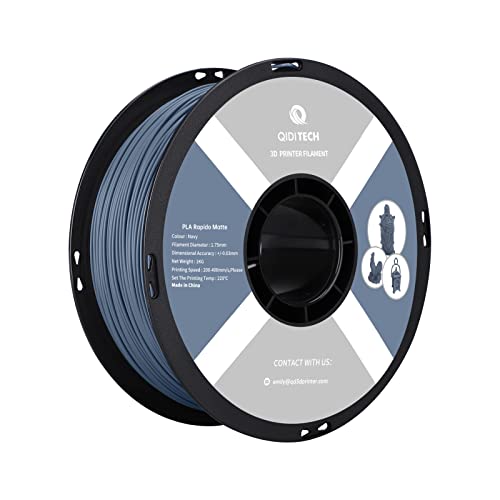 QIDI TECH Matte PLA Rapido Filament 1.75mm, PLA Matte 3D Drucker Filament 1kg Spule (2.2lbs), Geeignet für Hochgeschwindigkeitsdruck, 3D Druck Filament Fit die meisten FDM 3D Drucker, Matte Marine von QIDI TECH