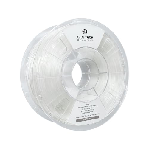 QIDI TECH TPU 95A Hohe Fließfähigkeit Filament 1.75mm，TPU95A-HF Flexibles 3D Drucker Filament, hohe Elastizität,Geeignet für Hochgeschwindigkeitsdruck, 1kg Spule(2.2lbs), Transparent von QIDI TECH