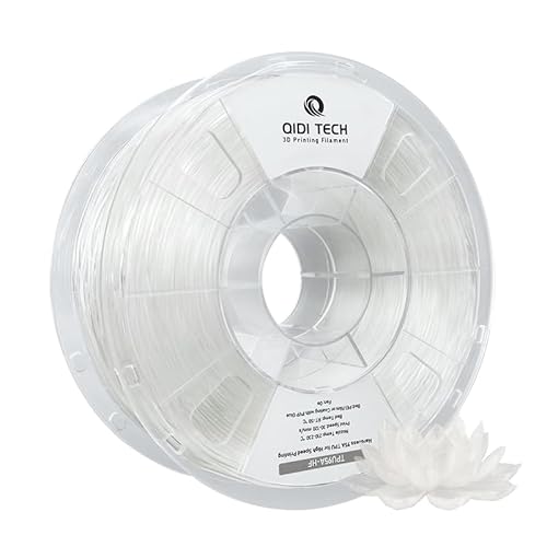 QIDI TECH TPU 95A Hohe Fließfähigkeit Filament 1.75mm，TPU95A-HF Flexibles 3D Drucker Filament, hohe Elastizität,Geeignet für Hochgeschwindigkeitsdruck, 1kg Spule(2.2lbs), Transparent von QIDI TECH