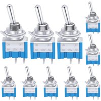 Gotrays - 10 Stück blauer Mini-EIN/AUS-Kippschalter, 2 Anschlüsse, 2 Positionen, SPST-Metallhebel-Wippschalter, ac 125 v, 6 a, für Armaturenbrett, von GOTRAYS