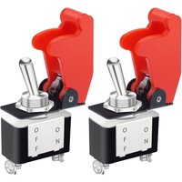 Qiedie - 2 Stück Wippschalter 12 v 20 a ein/aus 2 Positionen 2 Pin, SPST-Schalter, mit roter Sicherheitsabdeckung für Auto Marine Boot KN3A-101A-RMZ von QIEDIE