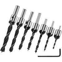 Gotrays - 7-teiliges verzinktes Bohrer-Set, Dreipunkt-Holzschnitz-Fasenbohrer-Set mit Sechskantschlüssel, Hochgeschwindigkeits-Stahlbohrer, von GOTRAYS