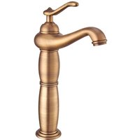 Qiedie - Antiker Bronze-Badezimmer-Waschtischarmatur, massiver Kupfer-Messing-Mischbatterie, 24 cm, Bronze von QIEDIE