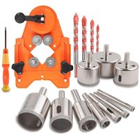 Diamantbohrer-Set, Lochsägen-Set mit 10 Stück 6–50 mm Lochsäge, Bohrlochsucher, 4 Stück Glasbohrer für Keramik, Glas, Fliesen, Porzellan – Orange von QIEDIE