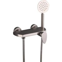 Duschset für Badewanne mit Handbrause aus gebürstetem Edelstahl ohne Wasserhahn. Aufliegende Einhebel-Wannenbatterie mit 1,5 m Brauseschlauch und von QIEDIE