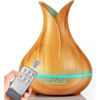 Qiedie - Luftbefeuchter mit Holzmaserung, 7 farbwechselnde LED-Aromaöldiffusoren, 400 ml, Ultraschall-Luftbefeuchter für Büro und Zuhause, von QIEDIE