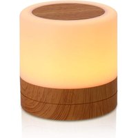 Nachttischlampe aus Holz, Nachttischlampe mit Berührungssensor, LED-Nachtlicht, Mini-Nachttischlampe von QIEDIE
