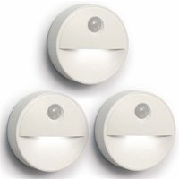 3er-Pack runde LED-Leuchten mit PIR-Bewegungsmelder für Schränke, Küchen, Treppen, weißes Licht von QIEDIE