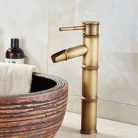 Qiedie - Badarmatur, Retro-Bronze-Waschtischarmatur, Einloch-Wasserhahn für heißes und kaltes Wasser, geeignet für Innendurchmesser 32 mm bis 40 mm von QIEDIE