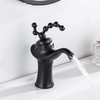 Qiedie - Vintage Messing Waschbecken Wasserhahn Badezimmer Europäische Einhebelmischer für heißes und kaltes Wasser, Kranich-schwarz von QIEDIE