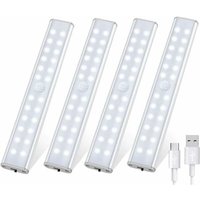 Qiedie - Schrankleuchte mit 24 LEDs – 4 Beleuchtungsmodi – Bewegungssensor – usb wiederaufladbar [4 Stück] von QIEDIE