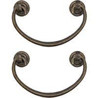 2er Set antike Klappmöbelgriffe, Schubladengriffe, Schrankgriffe, Klappgriffe für Truhen, Kleiderschränke, Kommoden, Antik Bronze, Messing Des von GOTRAYS