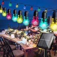 Solar-Garten-Lichterkette, 25 Fuß/30 Glühbirnen, solarbetrieben, wasserdicht, 8 Modi, Kristall, dekorative Beleuchtung für Garten, Zaun, Solar-Garten-Lichterkette, 25 Fuß/30 Glühbirnen, solarbetrieben, wasserdicht, 8 Modi, Kristall, dekorative Beleuchtung für Garten, Zaun, von QIEDIE