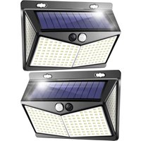 Solarleuchte für den Außenbereich, LED-Flutlicht mit Bewegungsmelder, 208 LEDs, IP65, solarbetriebenes LED-Außenlicht mit Sensor – 2 Packungen von GOTRAYS