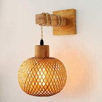 Vintage japanischer Stil Bambus gewebte Nachttisch Wandlampe, Restaurant Rattan Lampe, hölzernes Schlafzimmer, ländliche Innenhintergrund Wandlampe… von QIEDIE