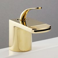 Qiedie - Wasserfall-Waschtischarmatur für den Haushalt, warm und kalt, Badezimmer-Wasserhahn, kreative weiße Badarmaturen-Gold von QIEDIE