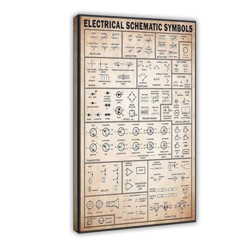 QIENAZIO Elektrische schematische Symbole, Elektronik-Schnellreferenztisch, Retro-Wissen, Leinwandkunst, Poster und Drucke, ästhetische Raumdekoration, 60 x 90 cm QIENAZIO Elektrische schematische Symbole, Elektronik-Schnellreferenztisch, Retro-Wissen, Leinwandkunst, Poster und Drucke, ästhetische Raumdekoration, 60 x 90 cm von QIENAZIO