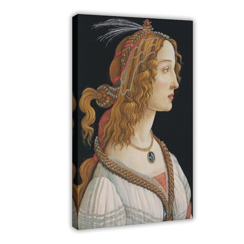 QIENAZIO Sandro Botticelli – Idealisiertes Porträt einer Dame auf Leinwand, Poster und Drucke, ästhetische Raumdekoration, Schlafzimmer, Büro, 50 x 75 cm von QIENAZIO