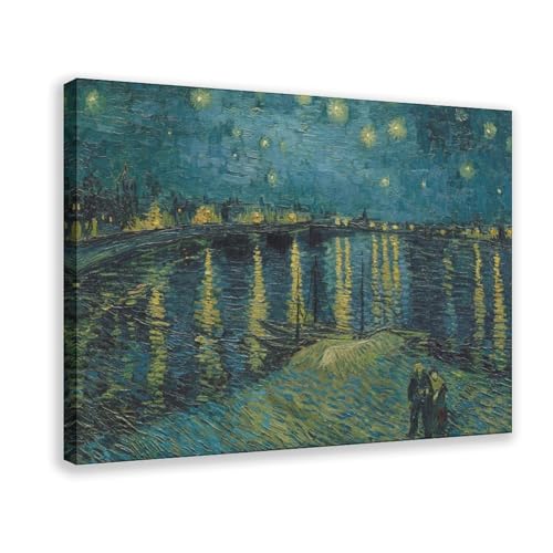 QIENAZIO Vincent Van Gogh, Sternennacht über der Rhone, modernes Poster, Wandkunst, Dekordrucke, Gemälde, Wohnzimmer, Schlafzimmer, 50 x 75 cm QIENAZIO Vincent Van Gogh, Sternennacht über der Rhone, modernes Poster, Wandkunst, Dekordrucke, Gemälde, Wohnzimmer, Schlafzimmer, 50 x 75 cm von QIENAZIO
