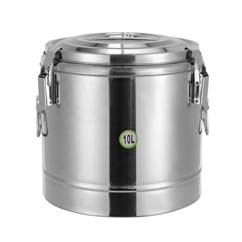 QIERF 10L Thermobehälter Edelstahl, Warmhaltebehälter mit Deckel Gastro Transportbehälter für 12h Warm/Kalt mit Tragegriffen & Silikon-Dichtung für Restaurants, Kantinen und Picknicks QIERF 10L Thermobehälter Edelstahl, Warmhaltebehälter mit Deckel Gastro Transportbehälter für 12h Warm/Kalt mit Tragegriffen & Silikon-Dichtung für Restaurants, Kantinen und Picknicks von QIERF