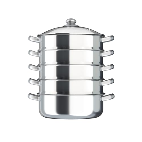 QIERF 5-lagiger Edelstahl Dampfkocher Mantowarka Induktion Dampfgarer Dampftopf mit Glasabdeckung, für Elektroherde, Elektroöfen Oder Gasherde Geeignet, 30cm QIERF 5-lagiger Edelstahl Dampfkocher Mantowarka Induktion Dampfgarer Dampftopf mit Glasabdeckung, für Elektroherde, Elektroöfen Oder Gasherde Geeignet, 30cm von QIERF